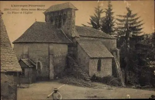 Ak Giou sous Monjou Cantal, La Place et l'Eglise