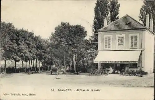 Ak Guignes Seine et Marne, Avenue de la Gare