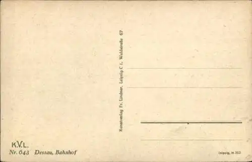 Ak Dessau in Sachsen Anhalt, Bahnhof, Straßenseite
