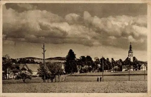 Ak Pretzschendorf Klingenberg in Sachsen, Teilansicht vom Ort mit Kirche