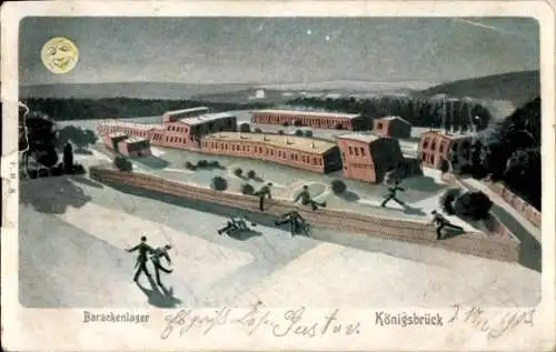 Mondschein Litho Königsbrück in Sachsen, Barackenlager