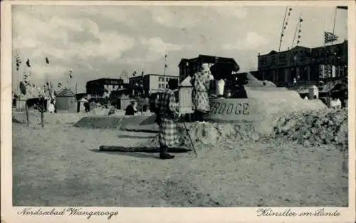 Ak Nordseebad Wangerooge in Ostfriesland, Künstler im Sande, Strandburg