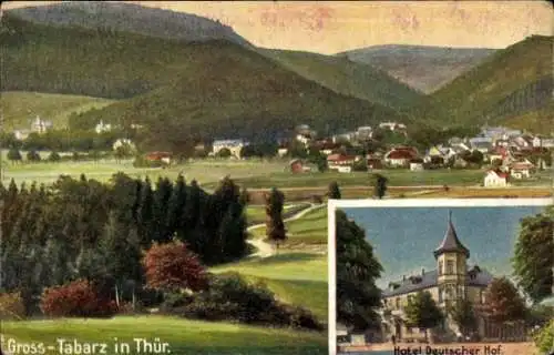 Ak Großtabarz Tabarz im Thüringer Wald, Gesamtansicht, Hotel Deutscher Hof