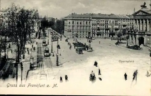 Ak Frankfurt am Main, Opernplatz, Straßenbahn