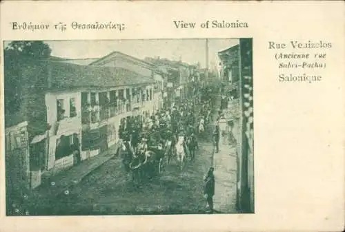 Ak Saloniki Thessaloniki Griechenland, Venizelos Straße, Parade, Festumzug