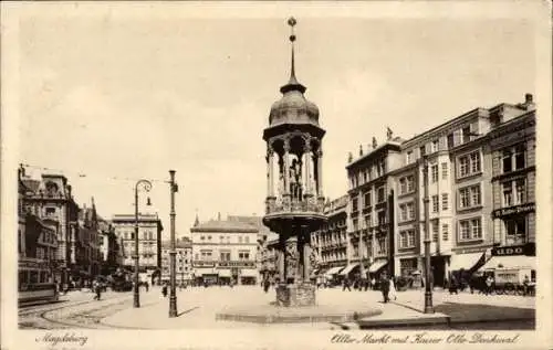 Ak Magdeburg an der Elbe, Markt, Kaiser Otto Denkmal