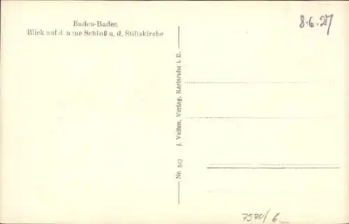 Ak Baden Baden am Schwarzwald, neues Schloss und Stiftskirche