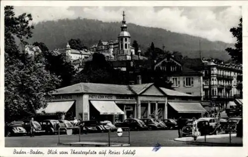 Ak Baden Baden am Schwarzwald, Blick vom Theaterplatz auf Neues Schloss