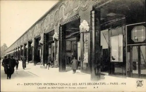 Ak Paris, Internationale Ausstellung für dekorative Kunst 1925, Galerie des Boutiques