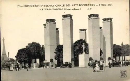 Ak Paris, Internationale Ausstellung für dekorative Kunst 1925, Porte de la Concorde