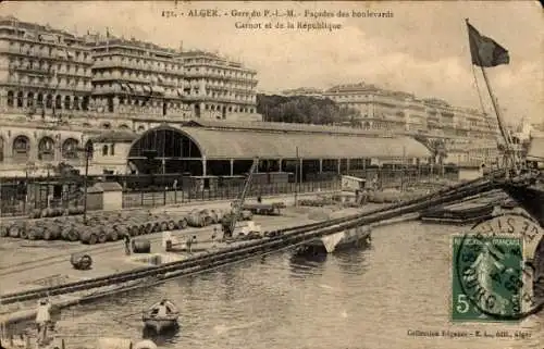 Ak Algier Algier Algerien, Bahnhof, Boulevard Carnot, Boulevard de la République