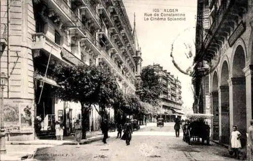 Ak Algier Algier Algerien, Rue de Constantine, Cinema Splendid