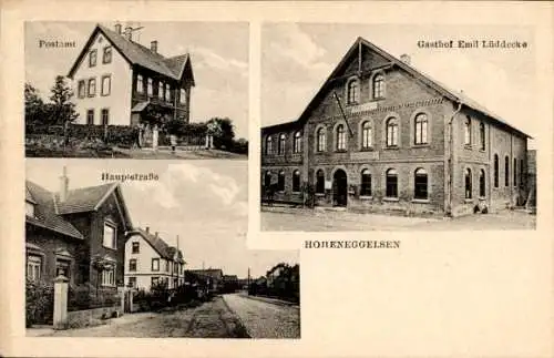 Ak Hoheneggelsen Söhlde Niedersachsen, Gasthof Emil Lüddecke, Postamt, Hauptstraße