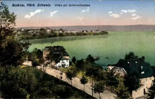 Ak Buckow in der Märkischen Schweiz, Villen am Schermützelsee