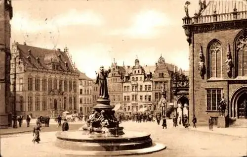 Ak Hansestadt Bremen, Marktplatz, Wilhadi-Brunnen