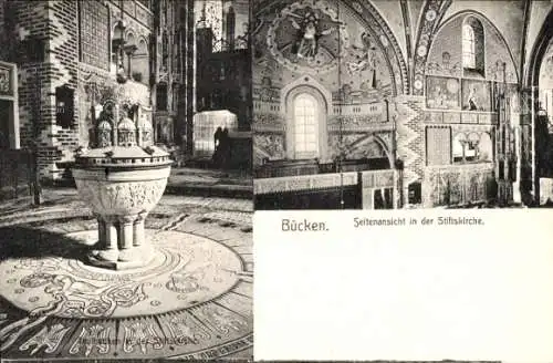 Ak Bücken in Niedersachsen, Stiftskirche, Seitenansicht, Taufbecken