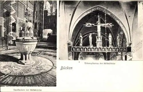 Ak Bücken in Niedersachsen, Stiftskirche, Triumpfkreuz, Taufbecken