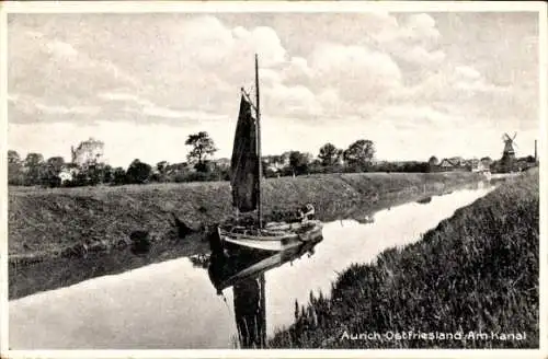 Ak Aurich in Ostfriesland, Kanal, Segelboot