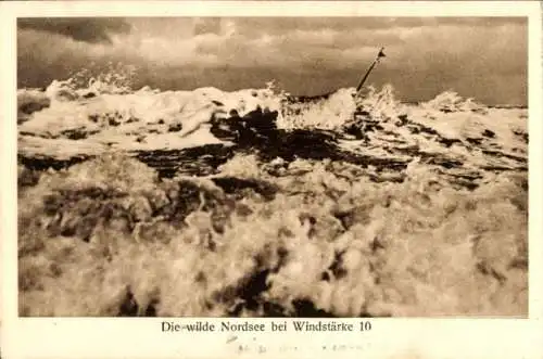 Ak Rüstringen Wilhelmshaven, wilde Nordsee, Windstärke 10