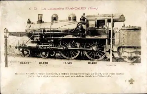 Ak Locomotives Francaises, Machine No 2856, Serie 2851, Etat