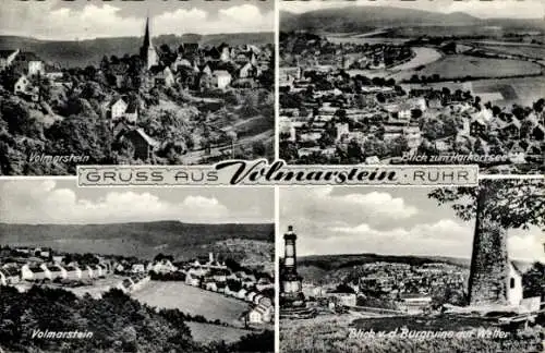 Ak Volmarstein Wetter an der Ruhr, Burgruine, Totalansicht, Harkartsee