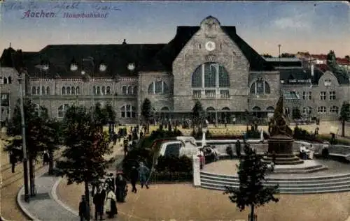 Ak Aachen in Nordrhein Westfalen, Hauptbahnhof, Denkmal