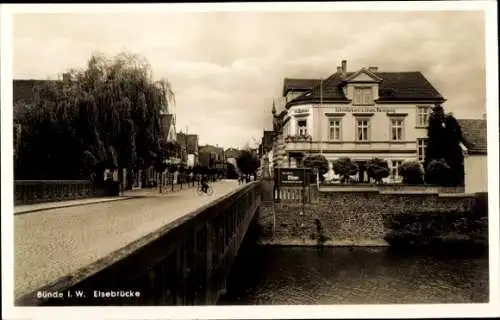 Ak Bünde in Westfalen, Elsebrücke, Schönfärberei H. Böker