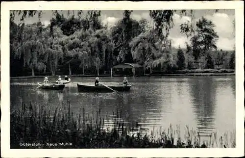 Ak Gütersloh in Westfalen, Neue Mühle, Ruderboote