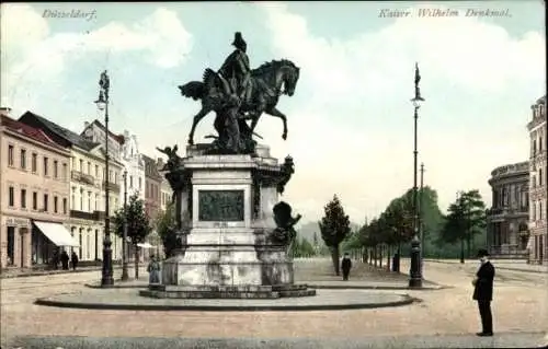 Ak Düsseldorf am Rhein, Kaiser Wilhelm-Denkmal, Reiterstatue