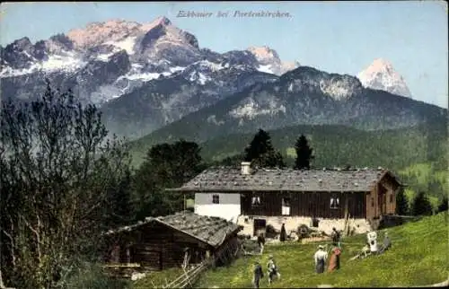 Ak Eckbauer Garmisch Partenkirchen in Oberbayern, Panorama, Alm