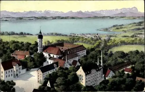 Ak Andechs am Ammersee, Kloster Andechs, Gebirge