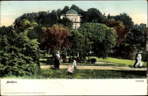 Ak Aachen, Spaziergänger, Park, Pavillon, Frauen