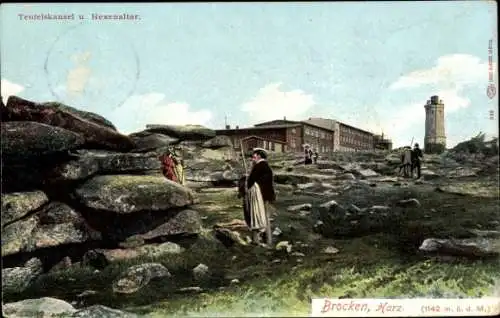 Ak Brocken im Harz, Teufelskanzel, Hexenaltar