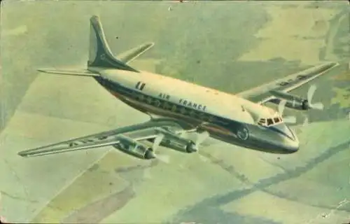 Ak Französisches Passagierflugzeug, Air France, Vickers Viscount