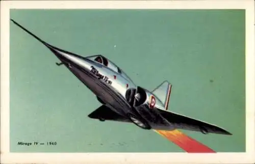 Ak Bomber Mirage IV, 1960, französisches Militärflugzeug, Reklame, Chocolats Tobler