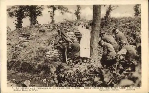 Ak Soldaten im Gebet, Feldgottesdienst, I WK