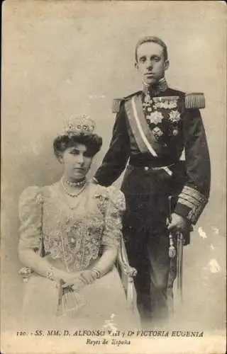 Ak König König Alfons XIII. von Spanien, Victoria Eugénie von Battenberg