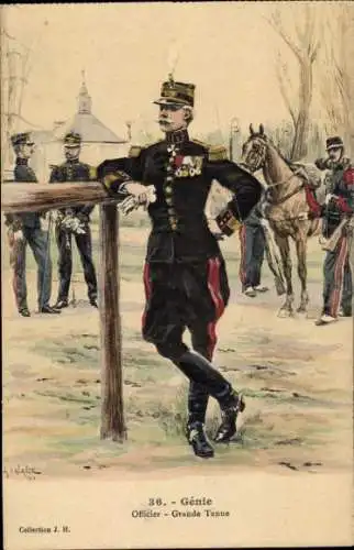 Künstler Ak Génie, Officier, Grande Tenue