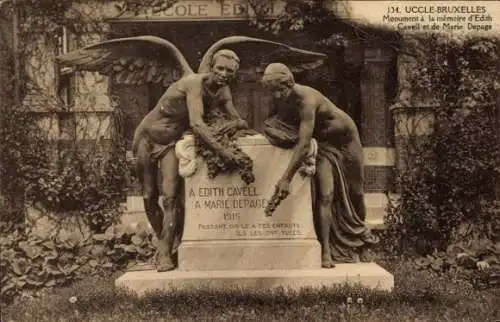 Ak Uccle Uccle Brüssel Brüssel, Denkmal zum Gedenken an Edith Cavell und Marie Depage