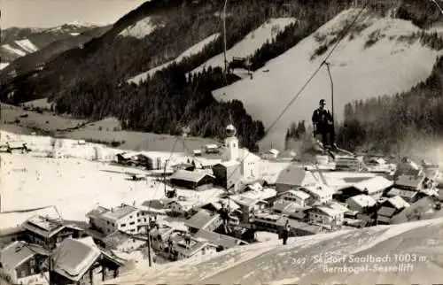 Ak Saalbach in Salzburg, Bernkogel Sessellift, Winter