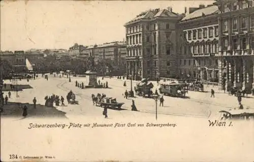 Ak Wien Innere Stadt, Schwarzenberg Platz, Monument Fürst Carl von Schwarzenberg