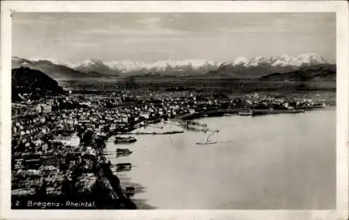 Ak Bregenz am Bodensee Vorarlberg, Rheintal, Bergpanorama