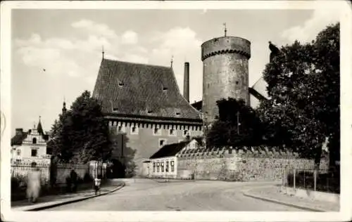 Ak Tábor Südböhmen, Straßenpartie, Turm