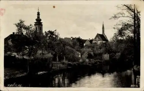 Ak Soběslav Sobieslau Südmähren, Teilansicht, Kirche