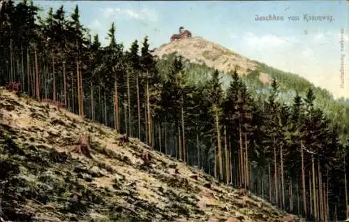 Ak Ještěd Jeschken Region Reichenberg, Blick vom Kammweg, Wald