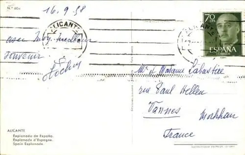 Ak Alicante Valencia Spanien, Explanada de España