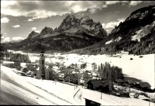 Ak Sesto Sexten Trentino Südtirol, Dolomiten, Ortspartie im Winter