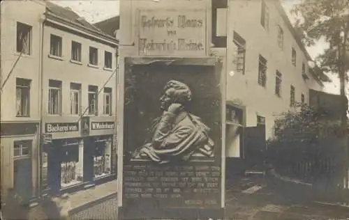 Foto Ak Düsseldorf am Rhein, Geburtshaus von Heinrich Heine, Gedenktafel, Bäckerei