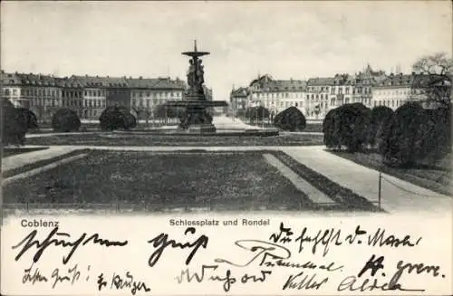 Ak Koblenz am Rhein, Schlossplatz und Rondel