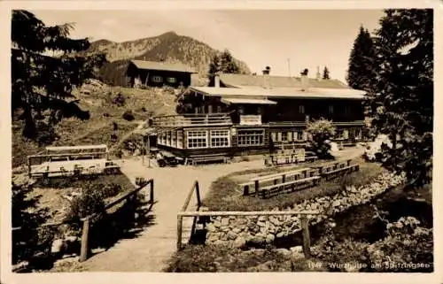 Ak Spitzingsee Schliersee in Oberbayern, Wurzhütte am Spitzingsee